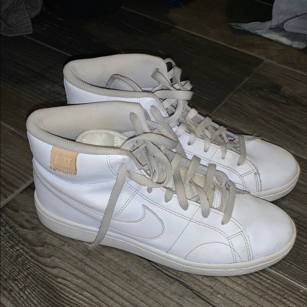 Nike White and Cream High-Top Sneakers